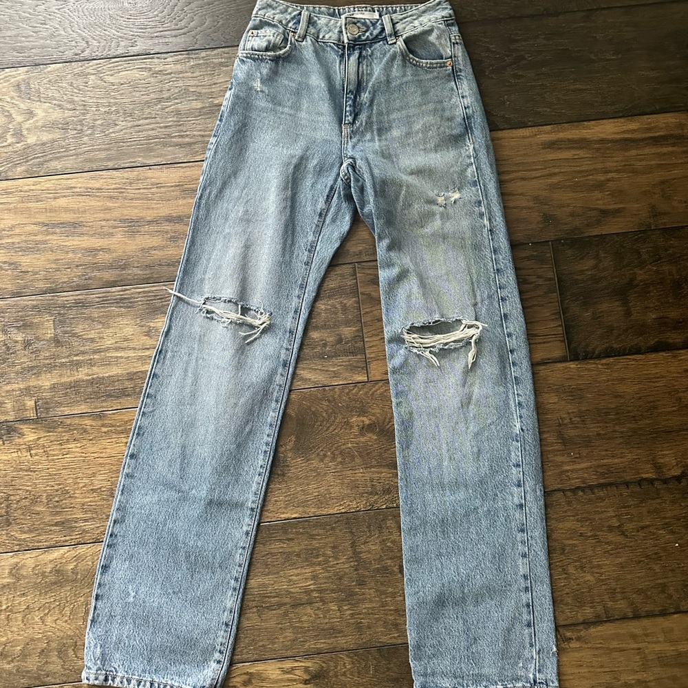 Garage Denim Womens Straight 90s Distressed Jeans Size 00/23